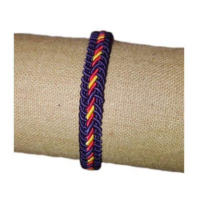 PULSERA DE CUERO E HILO TRENZADO COLORES BANDERA ESPAÑA