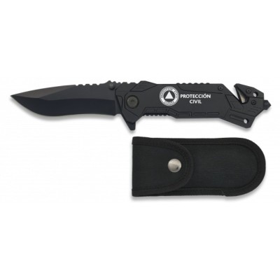 NAVAJA TACTICA NEGRA PROTECCION CIVIL 8.1cm