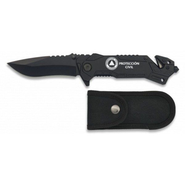 NAVAJA TACTICA NEGRA PROTECCION CIVIL 8.1cm