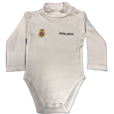 BODY BEBE POLICIA NACIONAL MANGA LARGA BLANCO