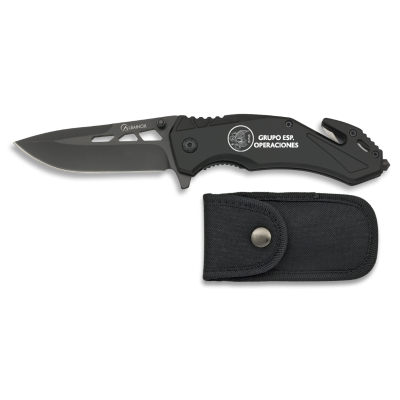 NAVAJA TACTICA NEGRA SEGURIDAD GEO H:8.5 cm