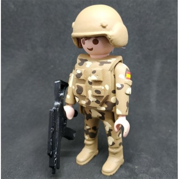 PLAYMOBIL SOLDADO UNIFORME ARIDO CON CASCO HOMBRE
