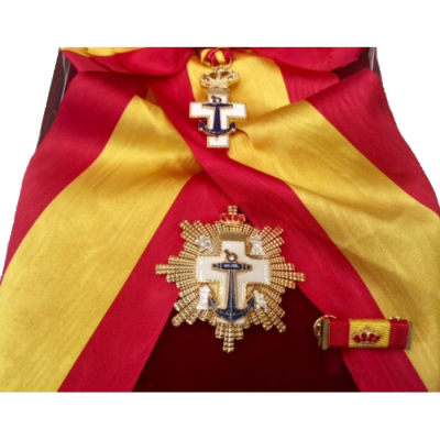 GRAN CRUZ DEL MERITO NAVAL DISTINTIVO BLANCO CON BANDA - VENERA + PASADOR