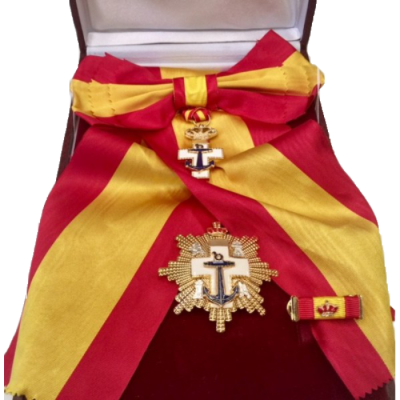 GRAN CRUZ DEL MERITO NAVAL DISTINTIVO BLANCO CON BANDA - VENERA + PASADOR