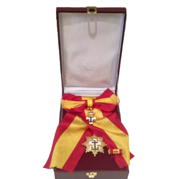 ESTUCHE GRAN CRUZ DEL MERITO NAVAL DISTINTIVO BLANCO CON BANDA - VENERA + PASADOR