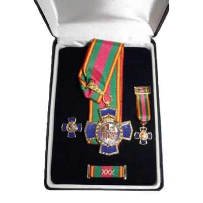 MEDALLA POLICIAL 30 AÑOS ENCOMIENDA + PASADOR + PIN + MEDALLA MINIATURA