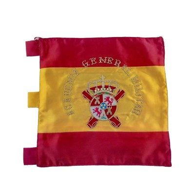BANDERIN DE MESA BORDADO, BANDERA DE ESPAÑA CON ESCUDO ACADEMIA GENERAL MILITAR