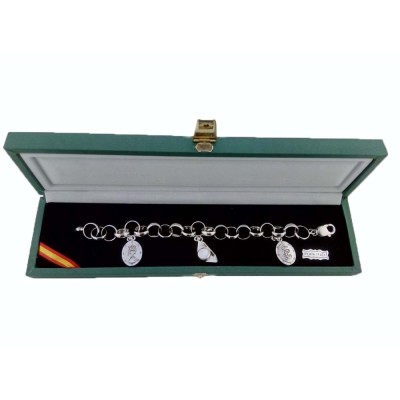 PULSERA PLATA DE AROS, CON ANAGRAMAS GUARDIA CIVIL Y TRICORNIO