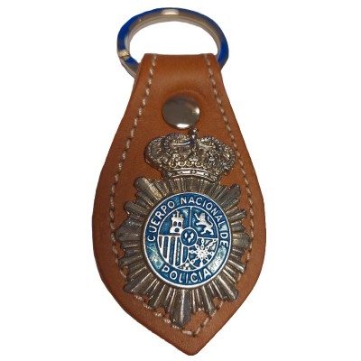LLAVERO PIEL POLICIA NACIONAL MARRON CLARO