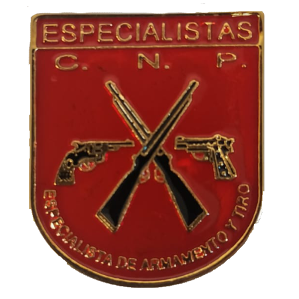 DISTINTIVO METALICO FUNCION ESPECIALISTA DE ARMAMENTO Y TIRO POLICIA NACIONAL
