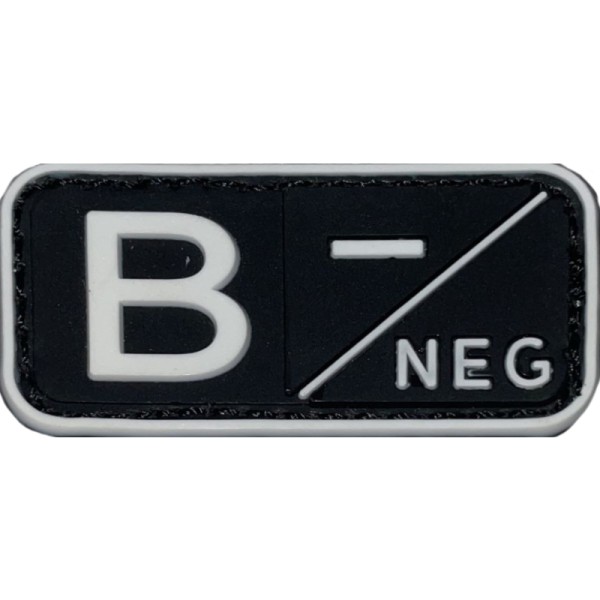 PARCHE GRUPO SANGUINEO B- (BLANCO/NEGRO)