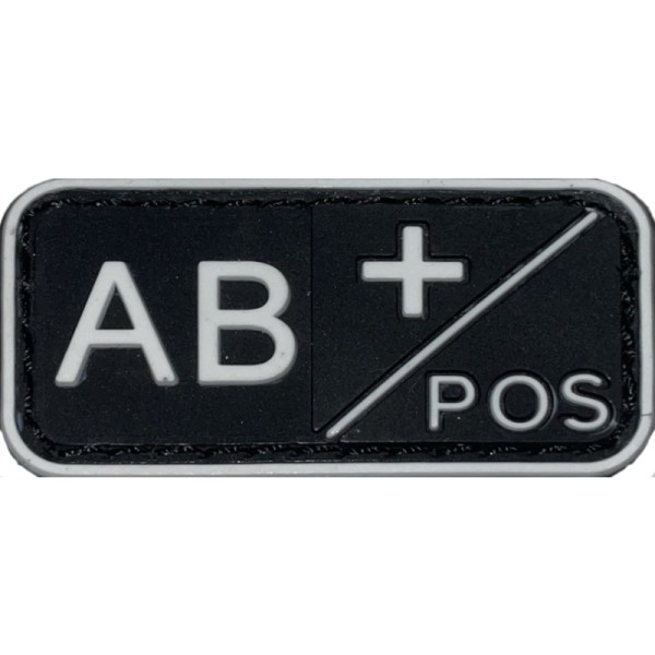 PARCHE GRUPO SANGUINEO AB+ (BLANCO/NEGRO)