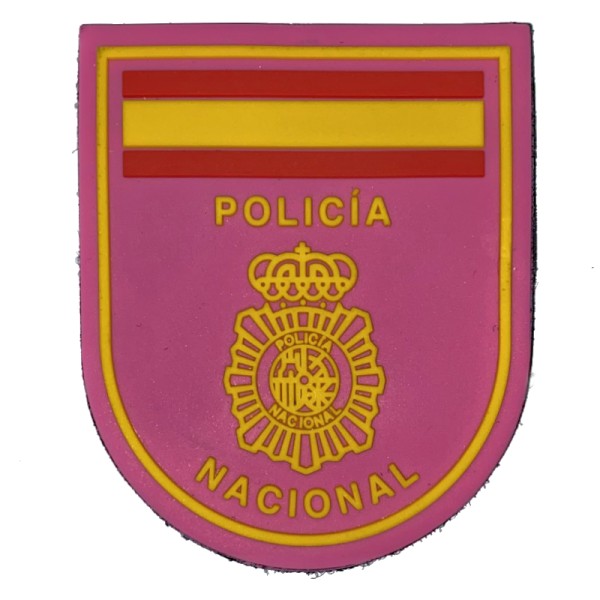 PARCHE BRAZO POLICIA NACIONAL ROSA 7 X 8.5 CM PVC