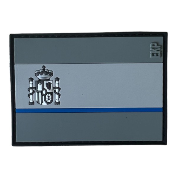 PARCHE BANDERA ESPAÑA LINEA AZUL 6,5 X 4,5
