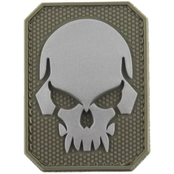 PARCHE 3D CALAVERA LG 8 x 6.5 CM VERDE OLIVA