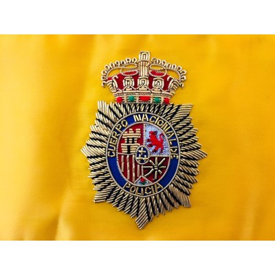 BANDERA DE ESPAÑA CON ESCUDO CUERPO NACIONAL DE POLICIA BORDADO