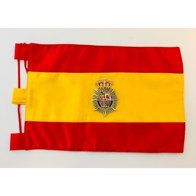BANDERA DE ESPAÑA CON ESCUDO CUERPO NACIONAL DE POLICIA BORDADO