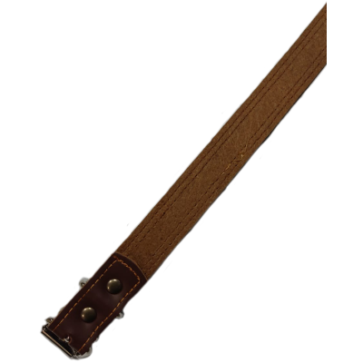 COLLAR DE PERRO CUERO MARRÓN CHOCOLATE  CON BANDERA ESPAÑA 46 x 2,43cm