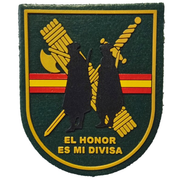 PARCHE DE BRAZO PVC "EL HONOR ES MI DIVISA" 7 X 8 CM