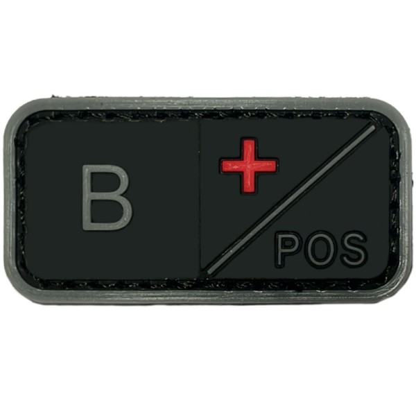 PARCHE GRUPO SANGUINEO B+ (GRIS/NEGRO)
