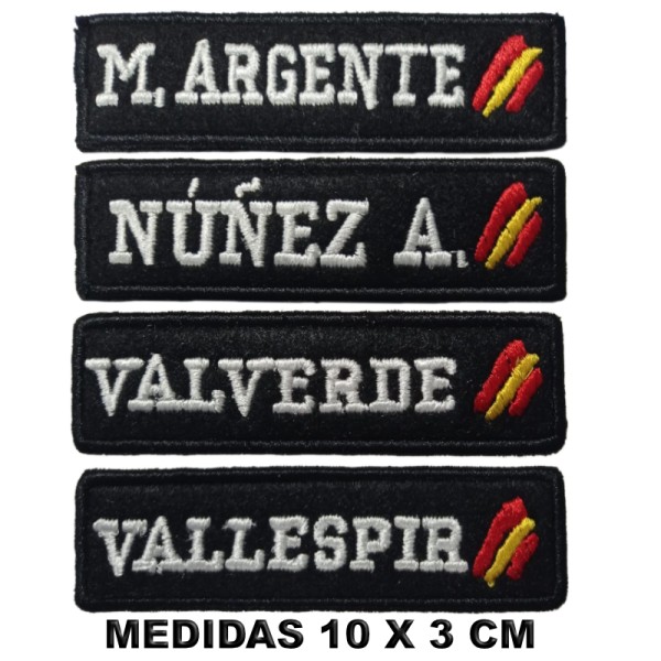 PARCHE ROTULO BORDADO PERSONALIZADO 10 X 3 CMS