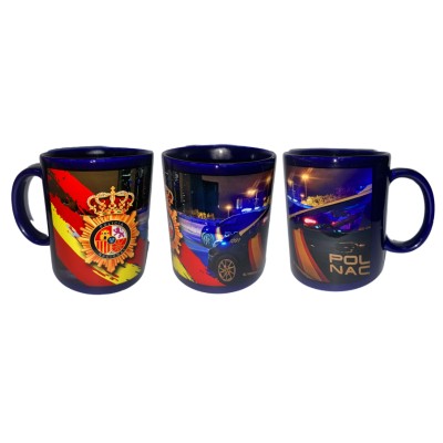 TAZA AZUL FOTO POLICIA...