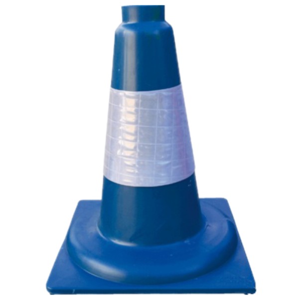 CONO AZUL 45CM PVC FLEXIBLE 1 BANDA REFLEX 20CM
