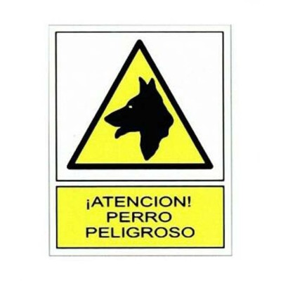 CARTEL PVC VINILO PLASTIFICADO `PERRO PELIGROSO´