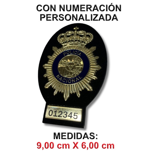 PARCHE OFICIAL DE PECHO POLICIA NACIONAL DORADO NUMERADO