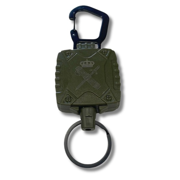 LLAVERO EXTENSIBLE CON MOSQUETÓN METÁLICO GUARDIA CIVIL VERDE