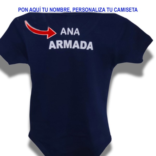 BODY BEBE ARMADA ESPAÑOLA MANGA CORTA AZUL MARINO PERSONALIZADO