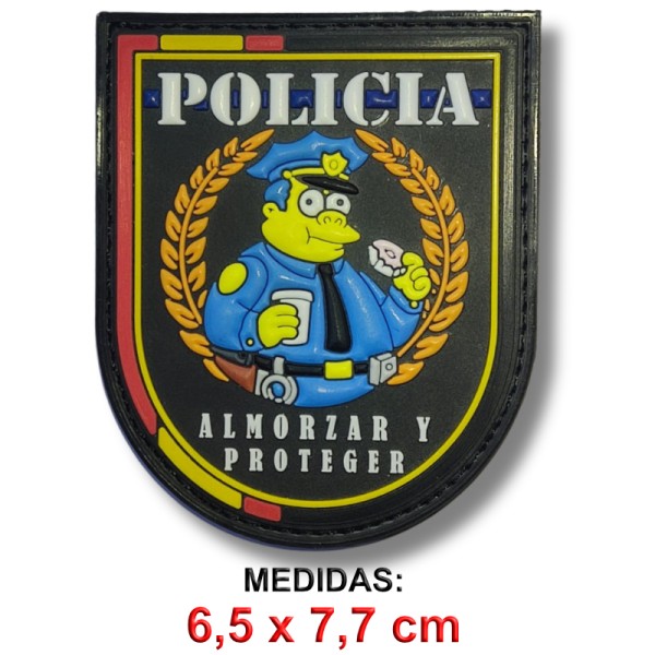 PARCHE DE PVC 3D POLICÍA "ALMORZAR Y PROTEGER"