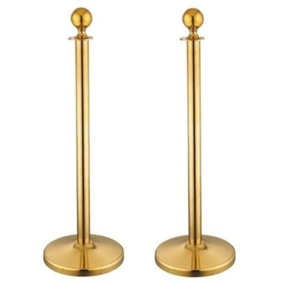 POSTE SEPARADOR DE CORDÓN PARA GESTIÓN DE COLAS 320X51X1000MM INOXIDABLE DORADO 2 UNIDADES