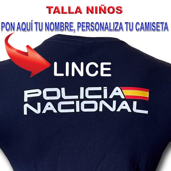 CAMISETA ALGODON POLICIA NACIONAL AZUL MARINO NIÑOS PERSONALIZADA