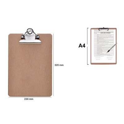 CARPETA DE MADERA CON PINZA A4