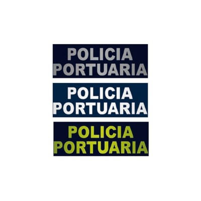 CARTEL AMARILLO FLUOR  POLICIA PORTUARIA (11X3,2CM)