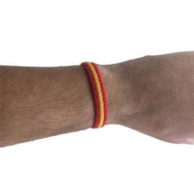 PULSERA DE CUERO E HILO TRENZADO COLORES BANDERA ESPAÑA