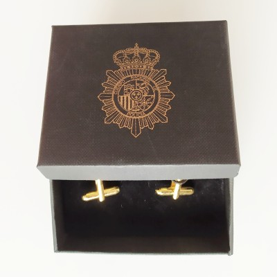 GEMELOS DE CAMISA EMBLEMA DE ARTILLERIA ESPAÑOLA PLATEADO