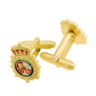 GEMELOS PARA CAMISA EMBLEMA POLICIA NACIONAL DORADO MATE