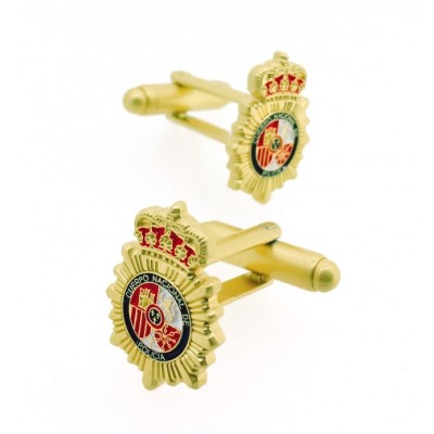 GEMELOS PARA CAMISA EMBLEMA POLICIA NACIONAL DORADO MATE