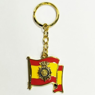 LLAVERO BANDERA DE ESPAÑA CON ESCUDO DEL CNP